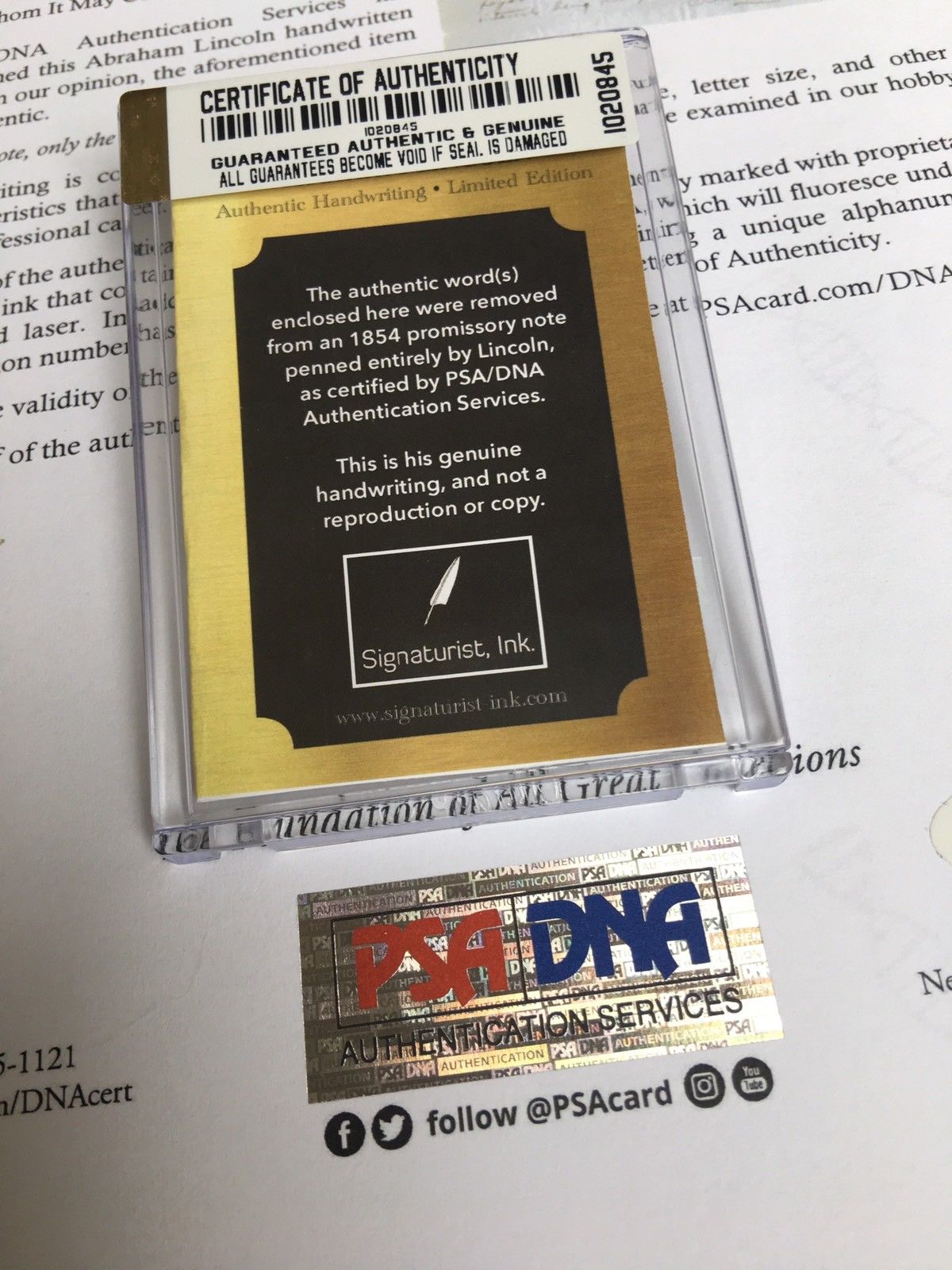 ABRAHAM LINCOLN PSA/DNA Handwritten Cut Words "Value Received"