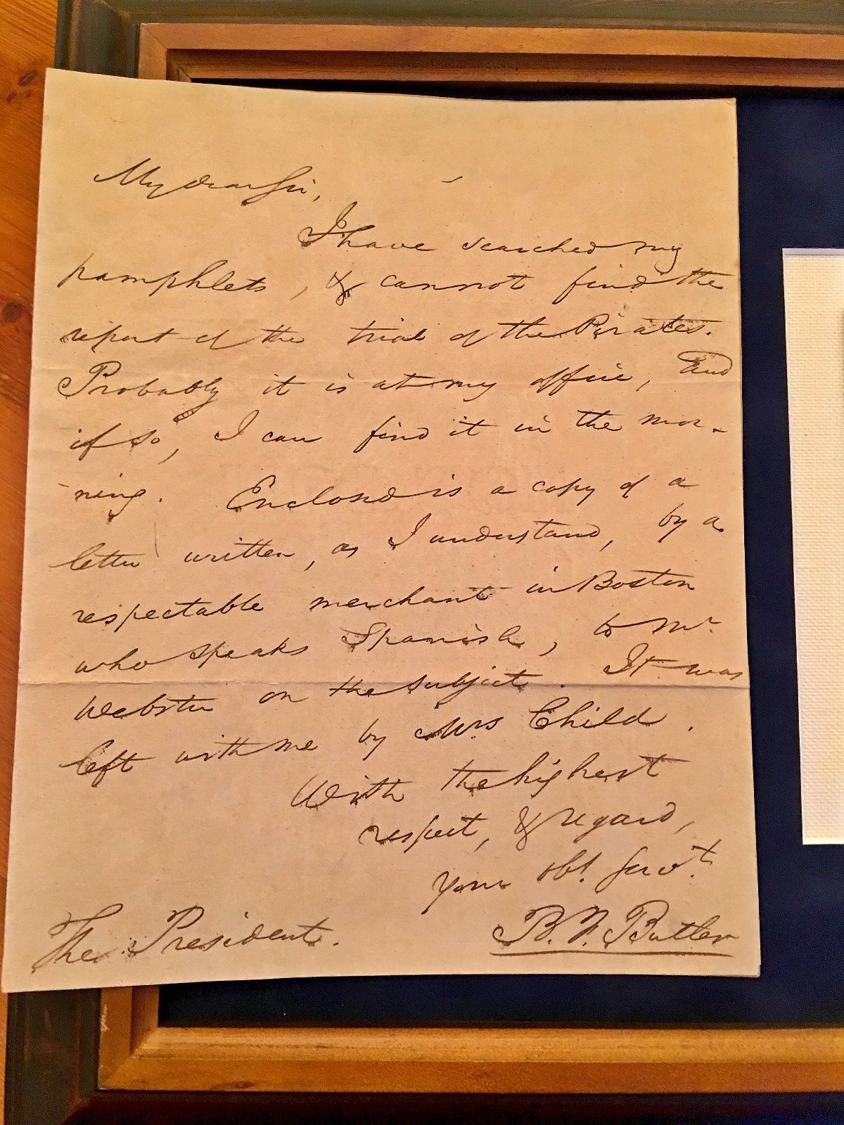 ANDREW JACKSON * as President * "PIRATES" AUTOGRAPH Note * Benjamin Butler