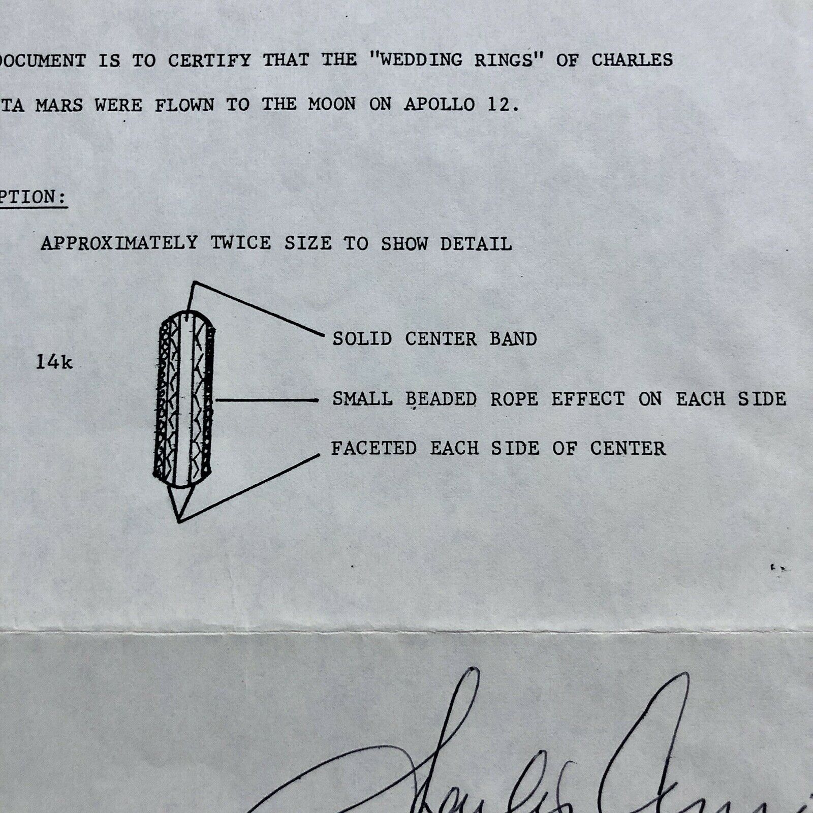 APOLLO 12 * Ladies Wedding Ring Flown to the Moon * Charles Conrad COA * Signed