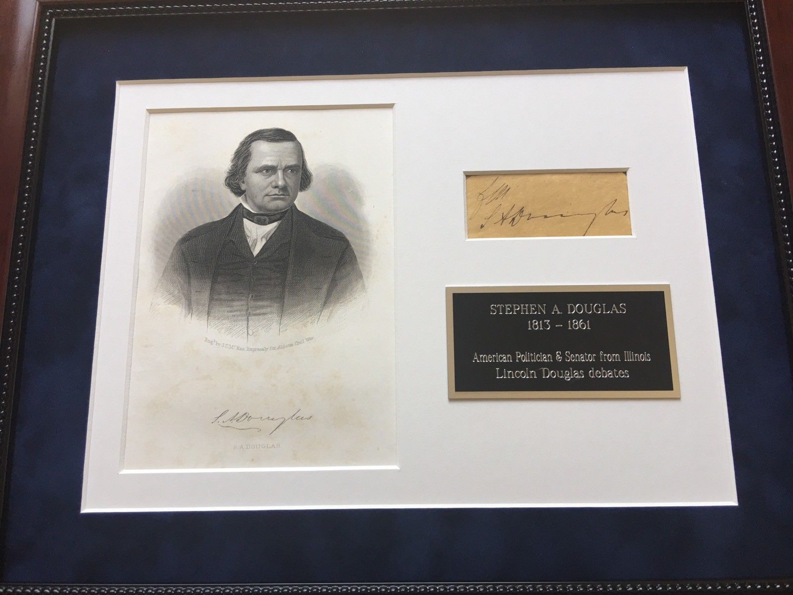 STEPHEN A. DOUGLAS * Authentic AUTOGRAPH * SIGNED Free Frank * Lincoln Debate