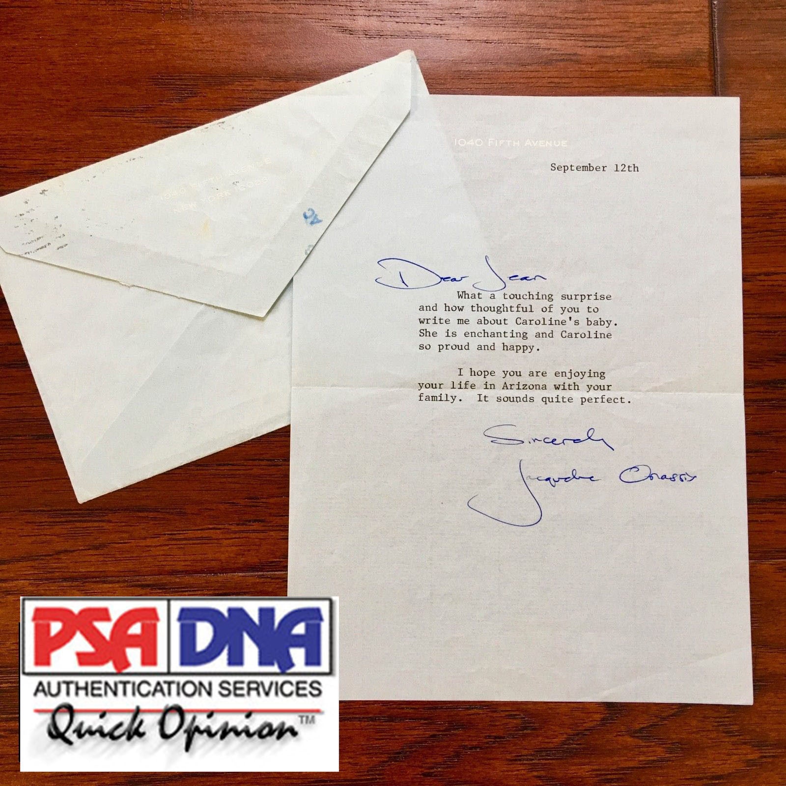 JACQUELINE KENNEDY * PSA/DNA * AUTOGRAPH Typed Letter SIGNED To Mom's Caretaker