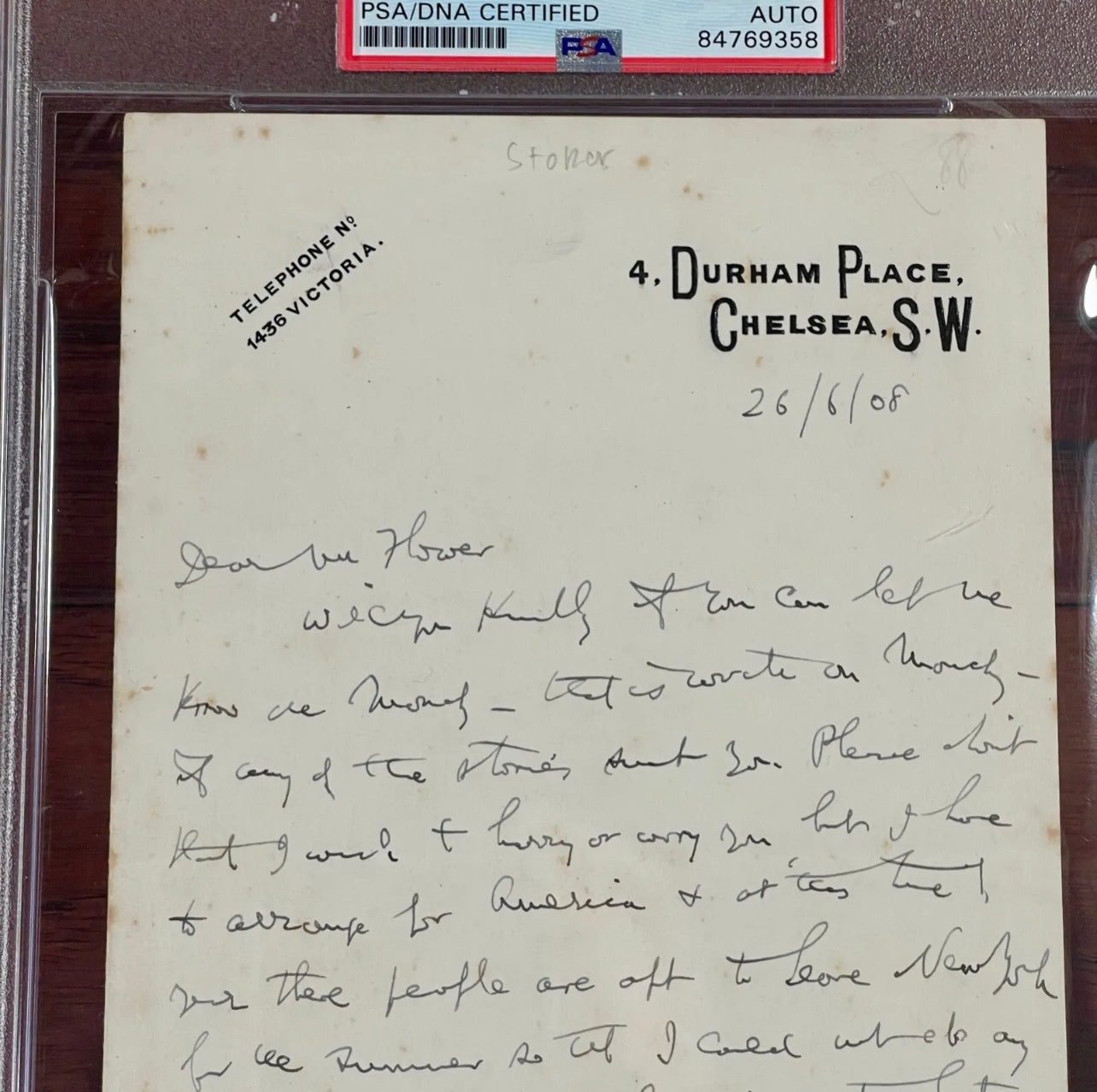 BRAM STOKER * PSA/DNA * "Dracula" Author Autograph Letter SIGNED to Publisher