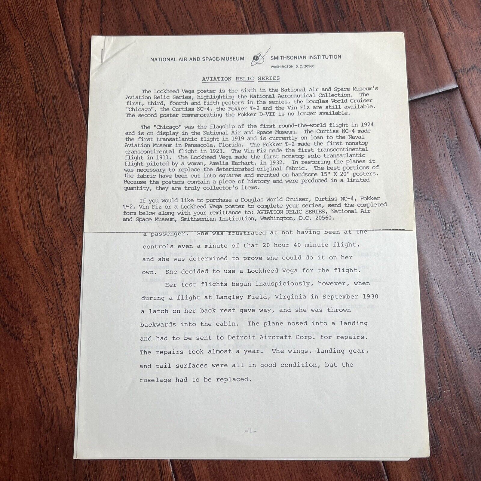 AMELIA EARHART * Original Flown Vega 5B Fabric * From Smithsonian Institute