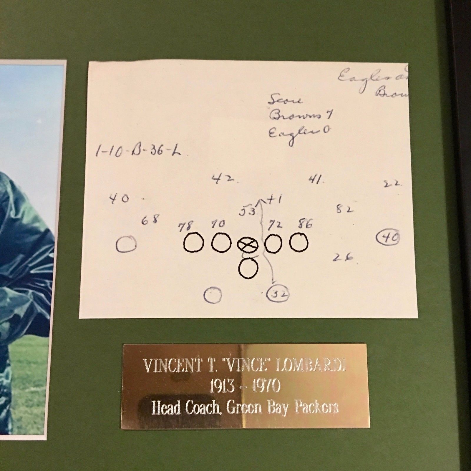 VINCE LOMBARDI JSA COA Scarce Handwritten Play * Packers