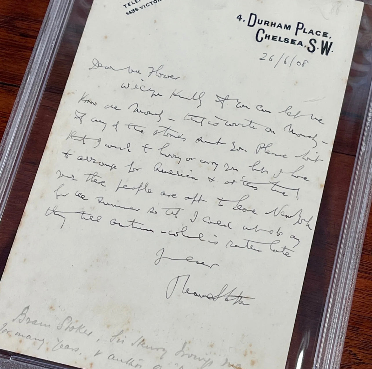 BRAM STOKER * PSA/DNA * "Dracula" Author Autograph Letter SIGNED to Publisher