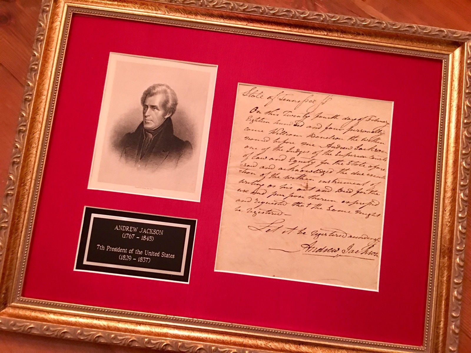 ANDREW JACKSON * Signed TWICE (2x) * EARLY Handwritten FAMILY Legal Document