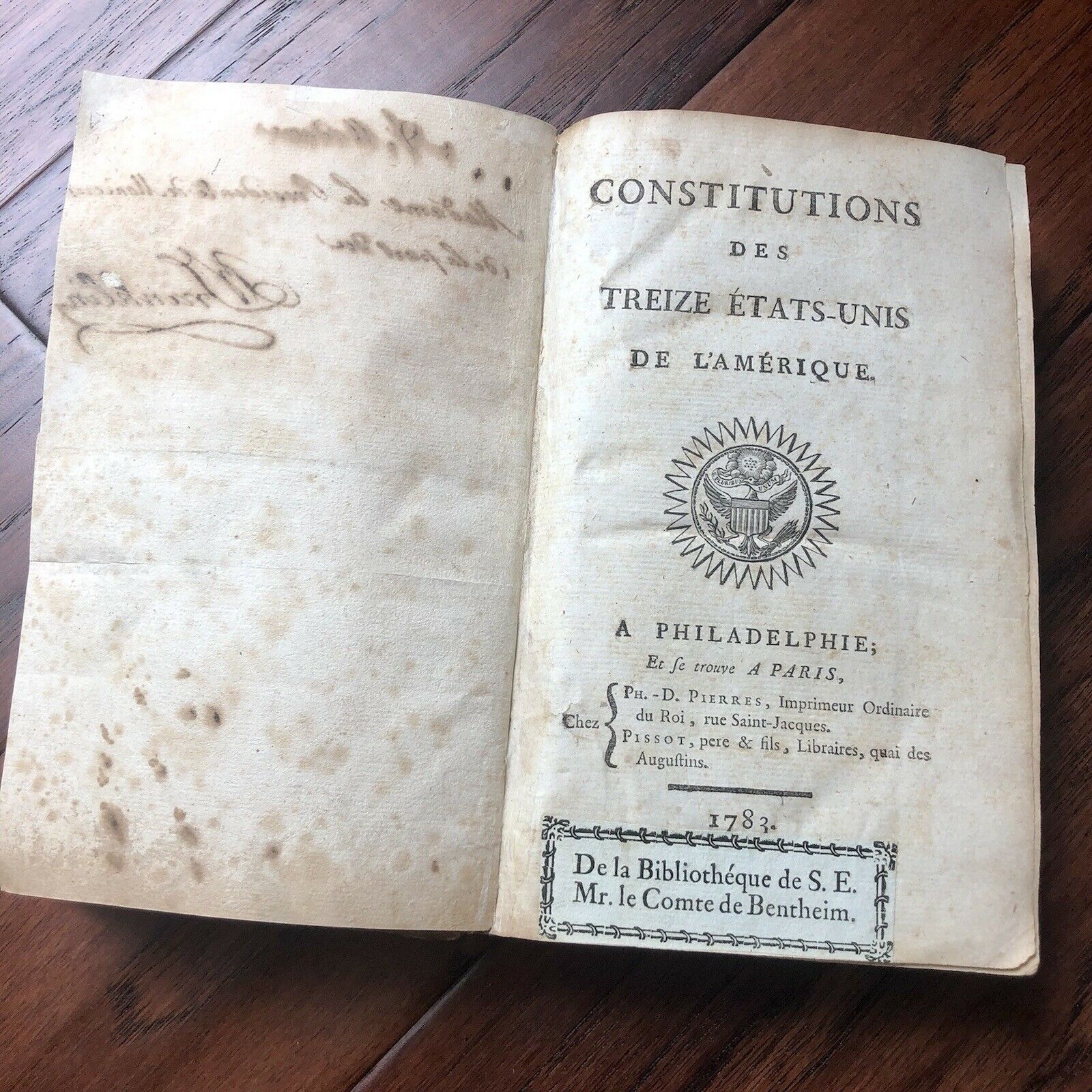 BENJAMIN FRANKLIN * BAS * Signed 1783 Declaration of Independence Book Autograph
