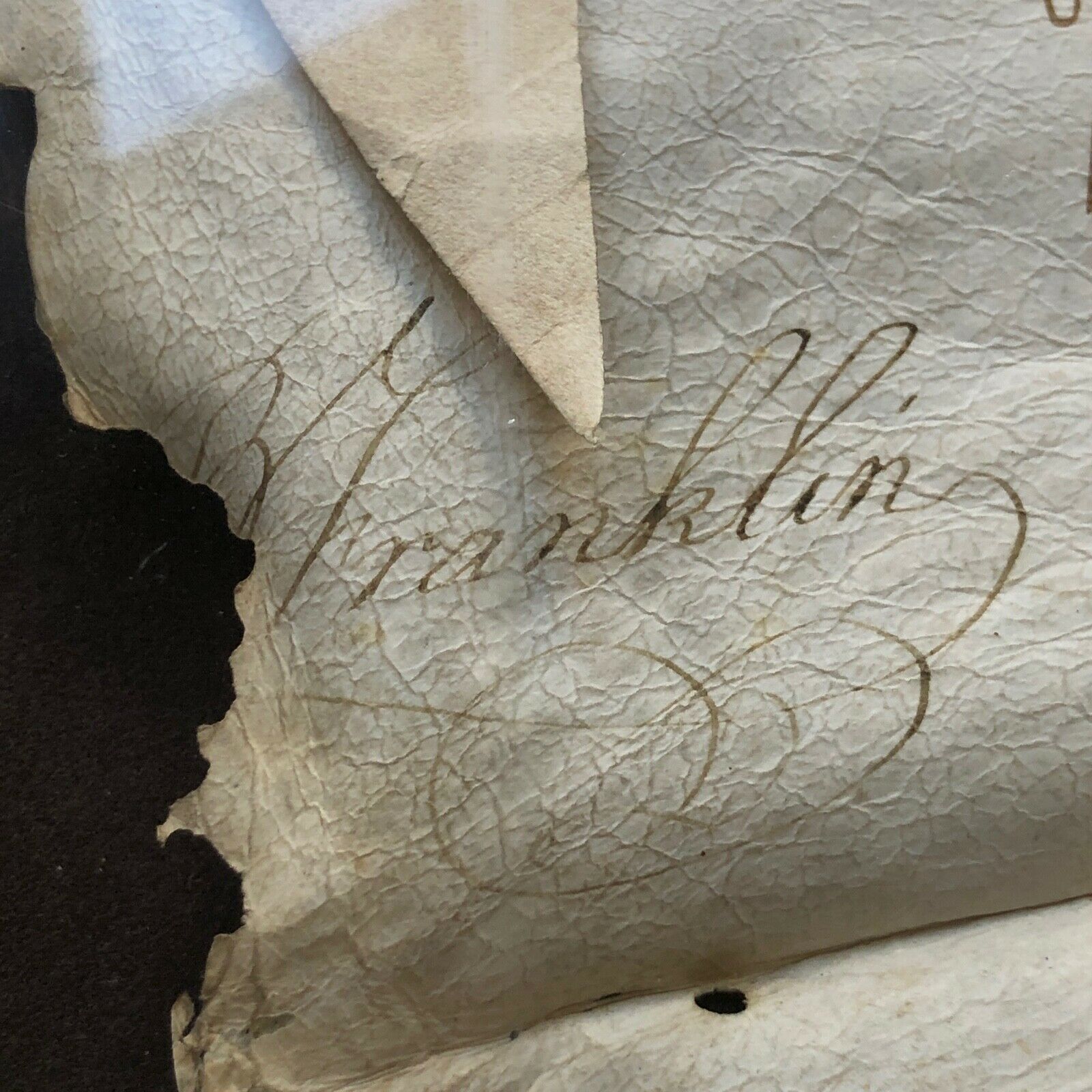 BENJAMIN FRANKLIN * JSA LOA * AUTOGRAPH PA Land Grant Display SIGNED * Ben
