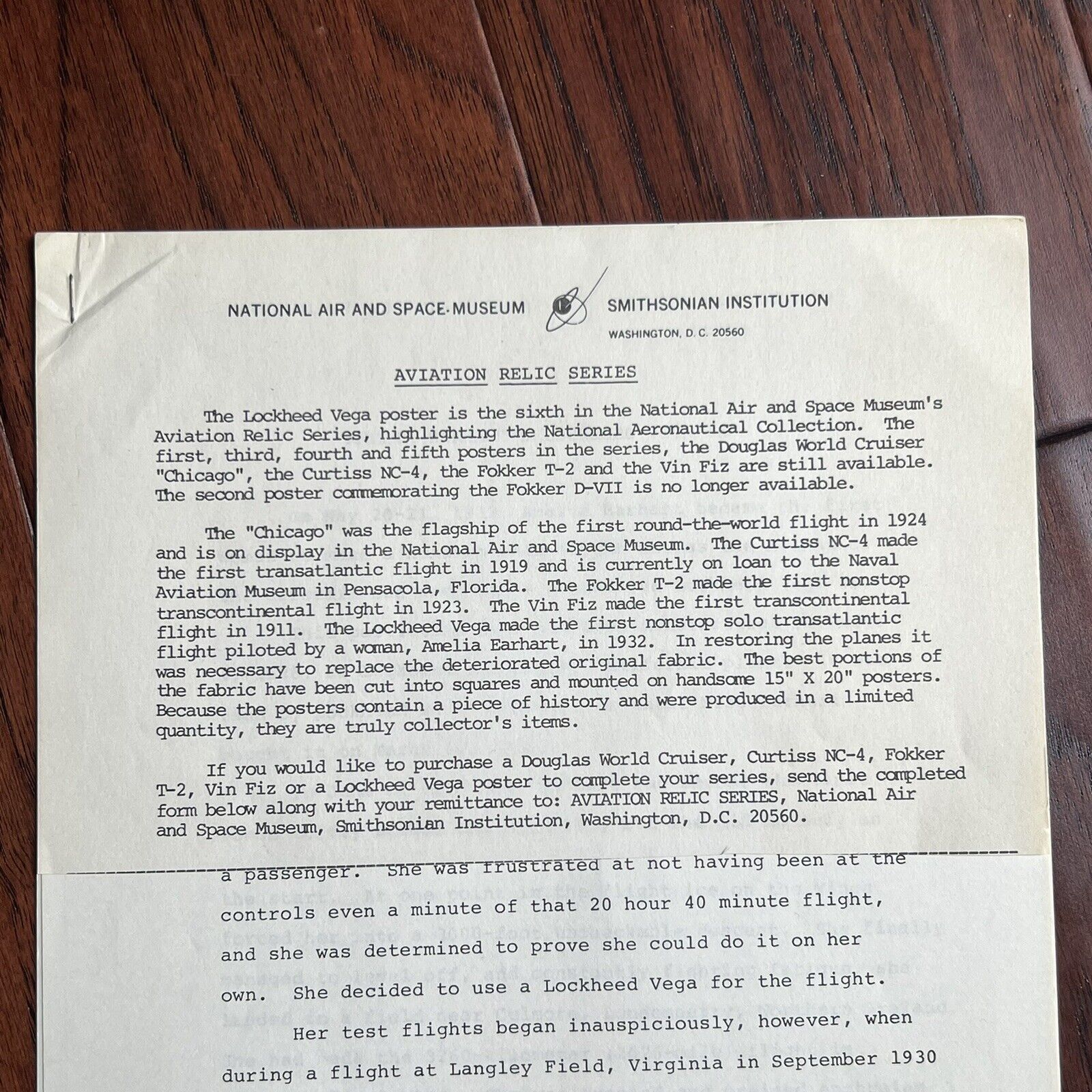 AMELIA EARHART * Original Flown Vega 5B Fabric * From Smithsonian Institute