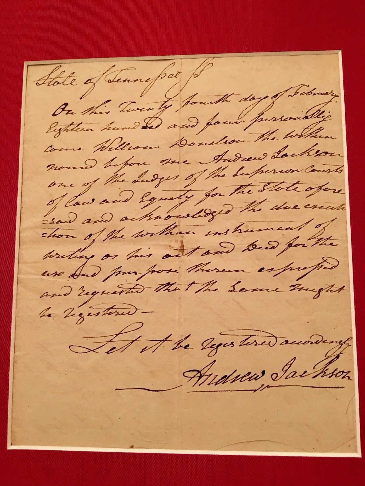 ANDREW JACKSON * Signed TWICE (2x) * EARLY Handwritten FAMILY Legal Document