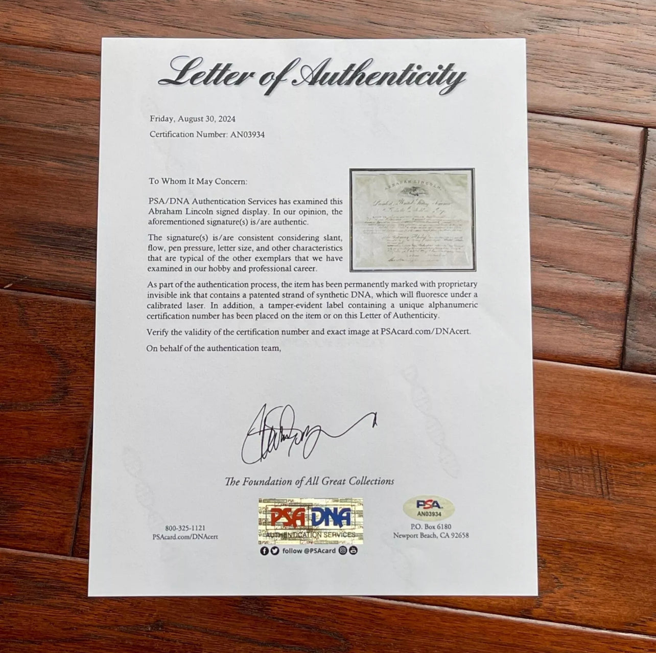 ABRAHAM LINCOLN * PSA/DNA * Autograph Civil War Appointment Signed AS PRESIDENT