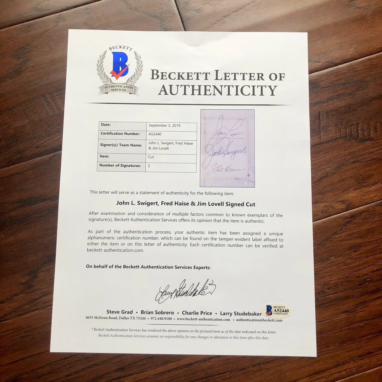 APOLLO 13 * BAS PSA LOA * Crew & Control Signed Display * Jack Swigert Autograph