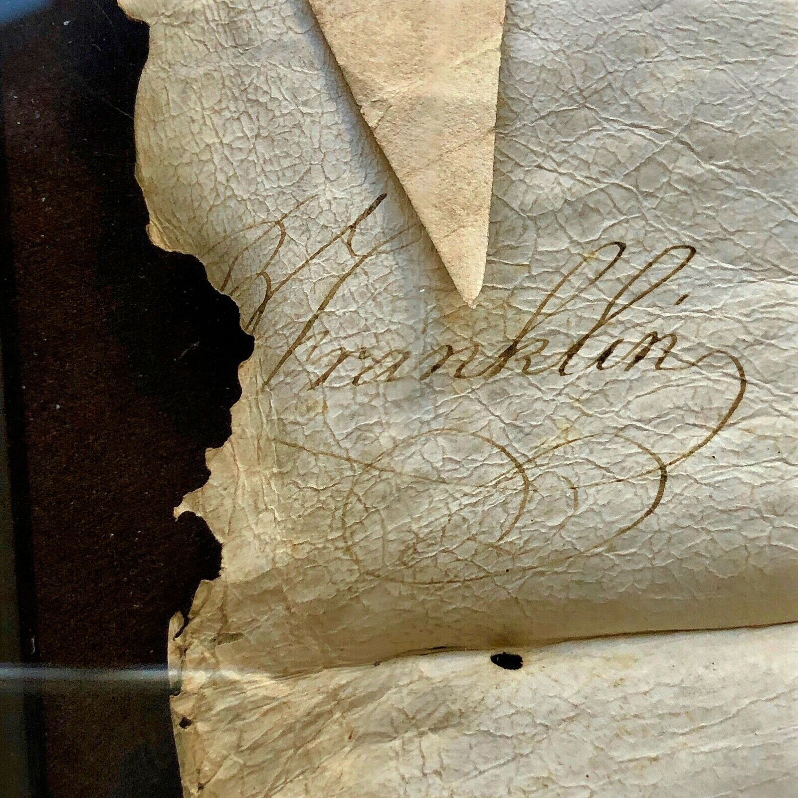 BENJAMIN FRANKLIN * JSA LOA * AUTOGRAPH PA Land Grant Display SIGNED * Ben