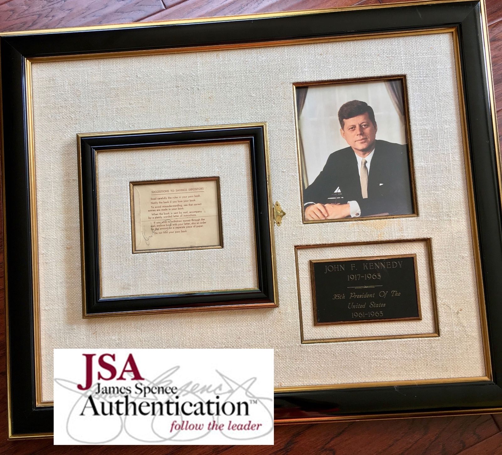 JOHN F KENNEDY * JSA COA * Authentic JFK AUTOGRAPH Signed Display * 1960