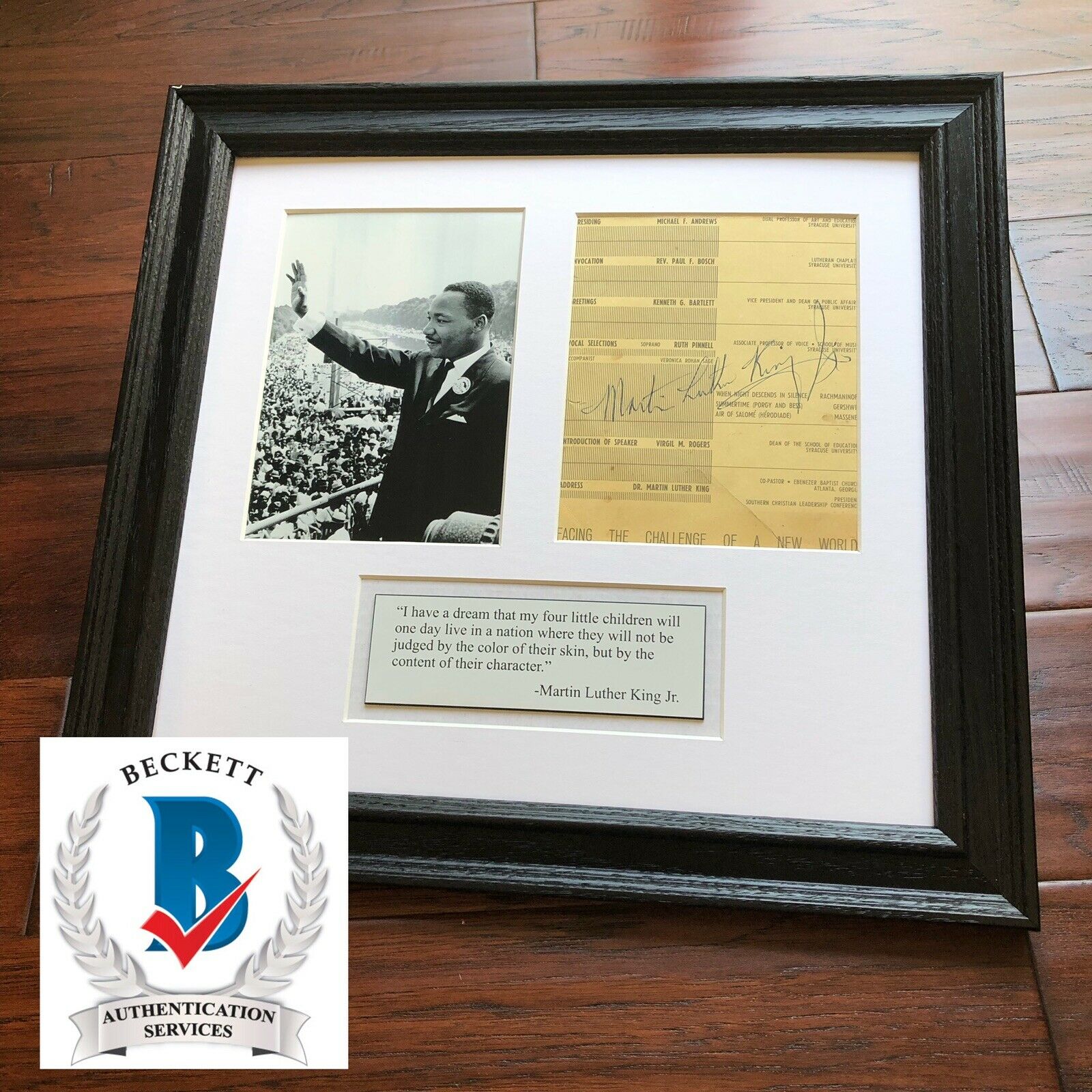 MARTIN LUTHER KING JR * BAS Beckett LOA * Hand Signed 1961 Speech Autograph *