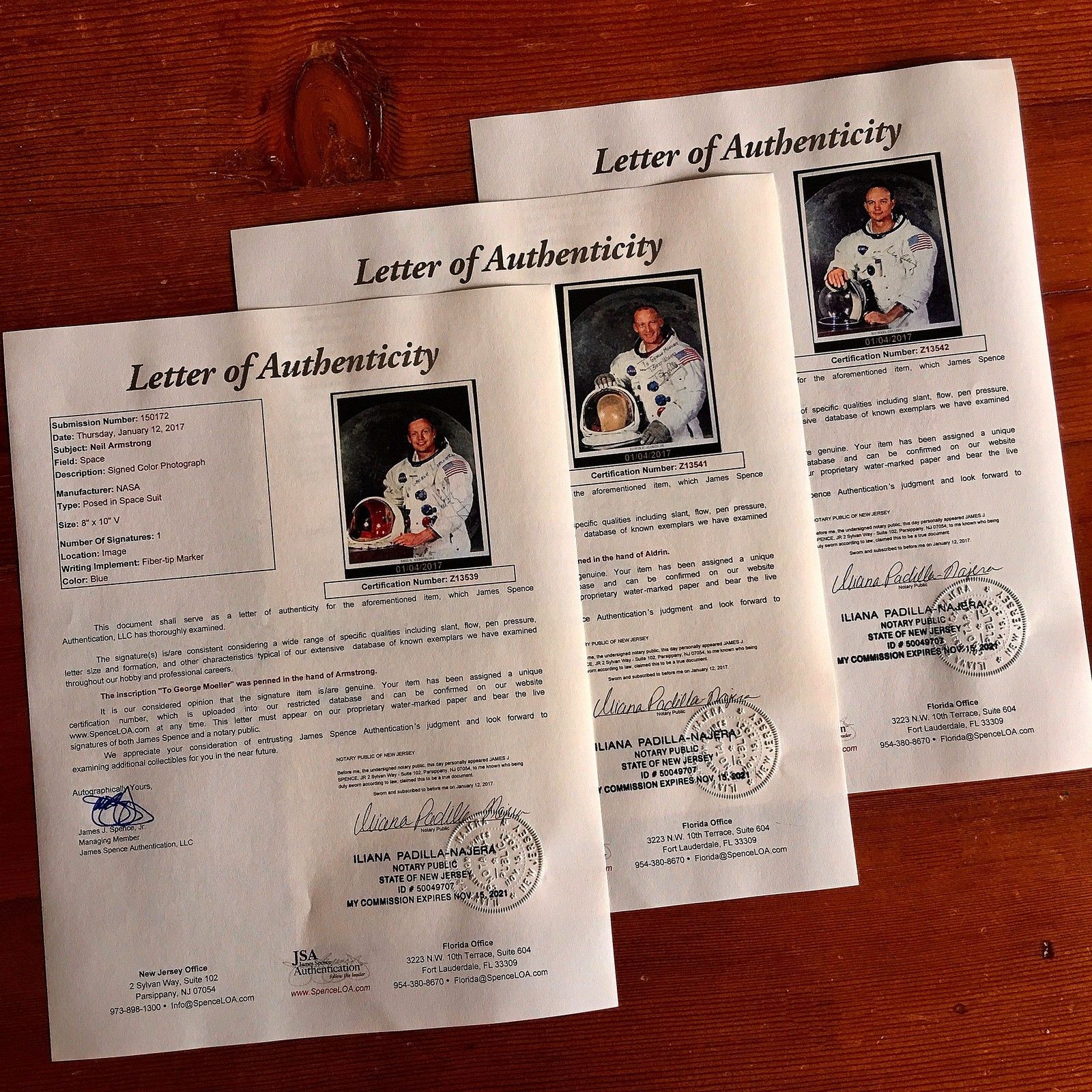 APOLLO 11 CREW SIGNED * JSA COA * scarce AUTOGRAPHS trio * NASA LITHOGRAPHS