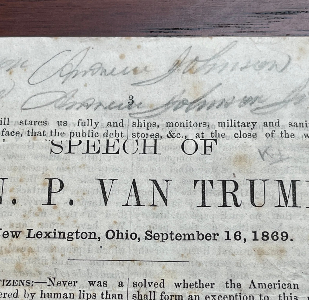 ANDREW JOHNSON * JSA LOA * Signed 6x Autograph Pamphlet * Abraham Lincoln VP