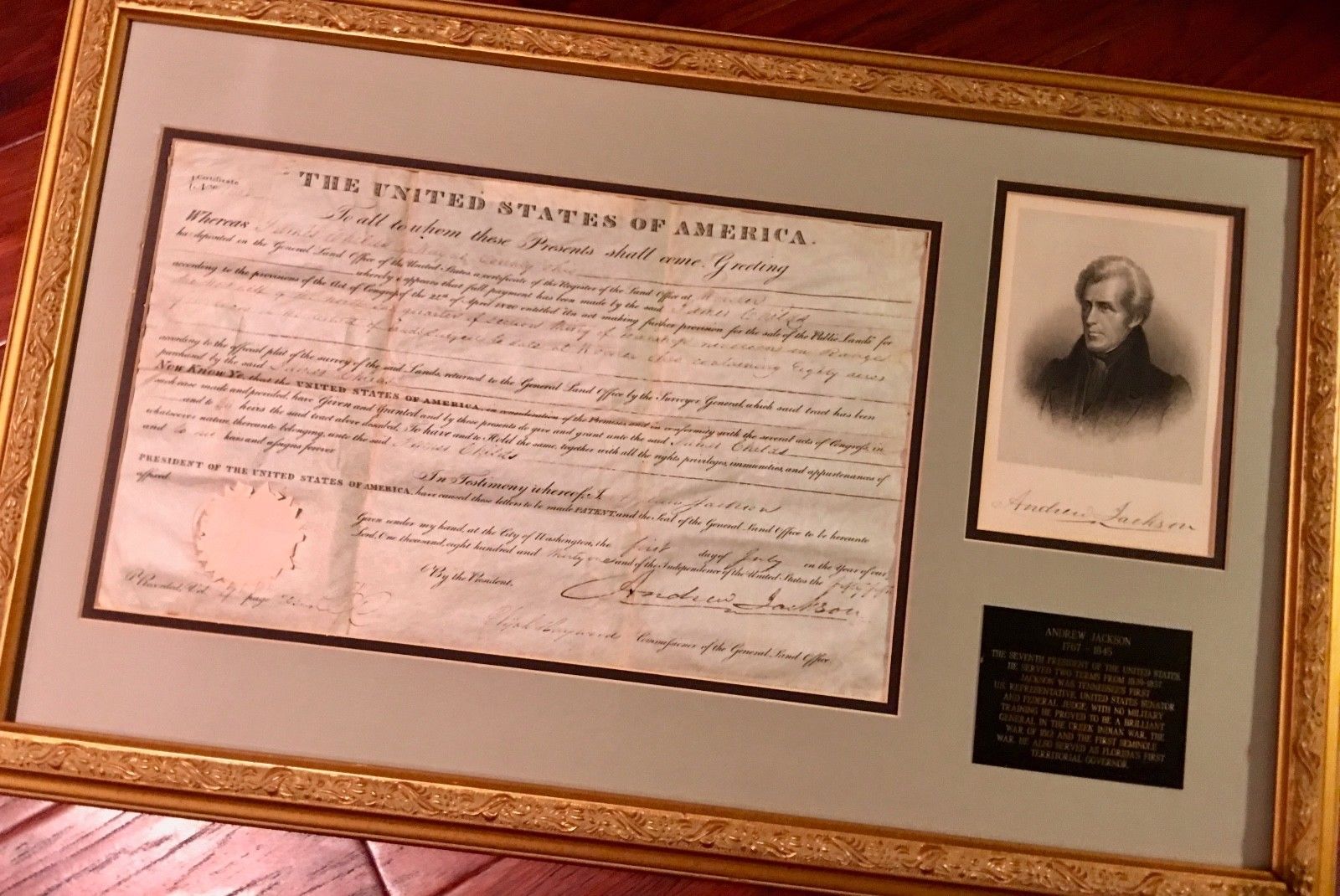 ANDREW JACKSON * AUTOGRAPH 1831 Land Grant SIGNED * As PRESIDENT * Ohio