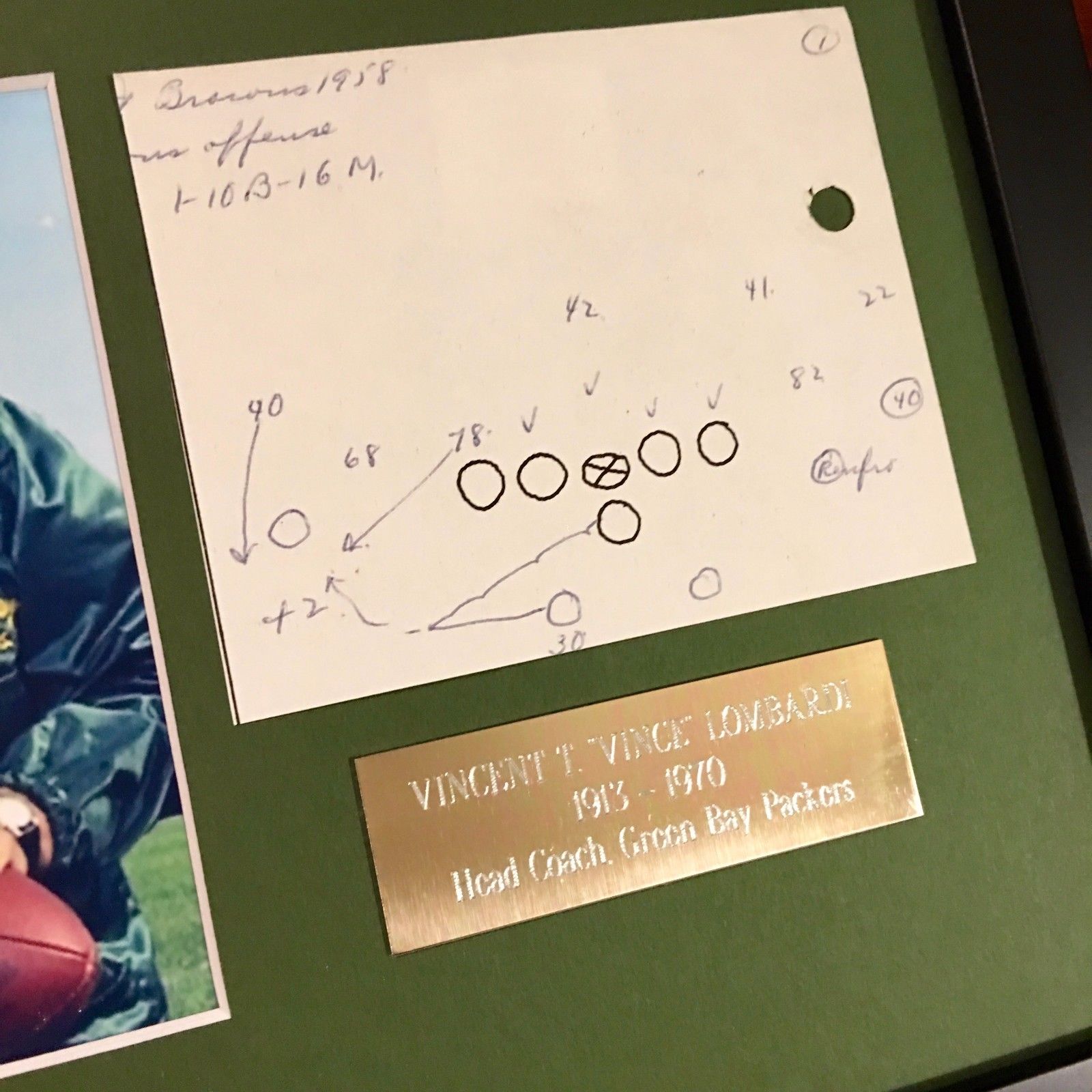 VINCE LOMBARDI JSA COA Scarce Handwritten Play Packers