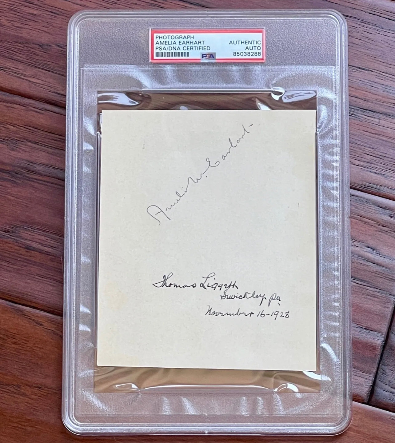 AMELIA EARHART * PSA/DNA * AUTOGRAPH Full Signature Photo SIGNED Trans-Atlantic