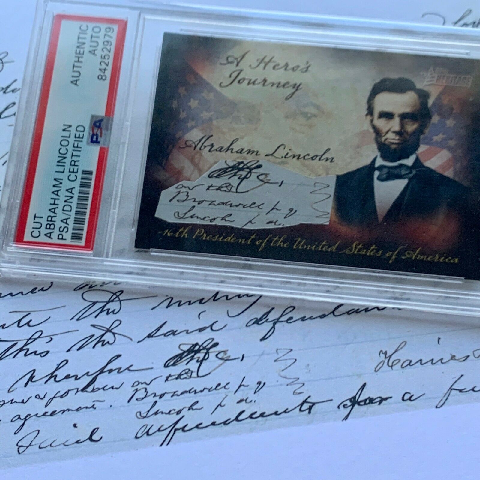 ABRAHAM LINCOLN * PSA/DNA Slabbed * Early Autograph Cut Signature * Signed
