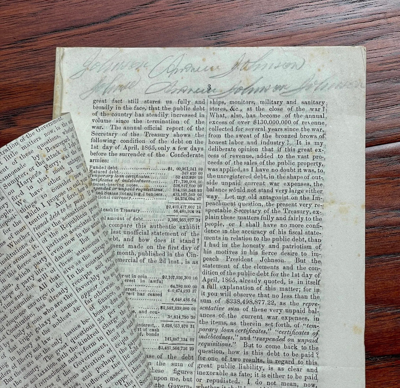 ANDREW JOHNSON * JSA LOA * Signed 6x Autograph Pamphlet * Abraham Lincoln VP