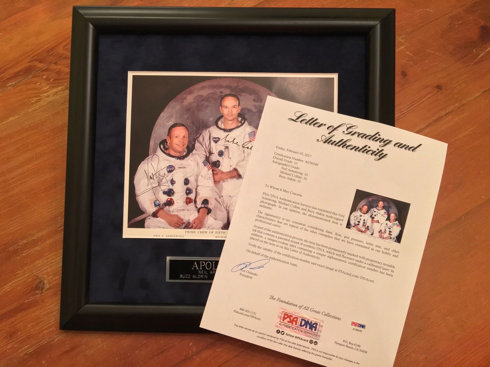 APOLLO 11 CREW SIGNED * PSA/DNA GEM 10/10 UNINSCRIBED autograph NASA LITHOGRAPH