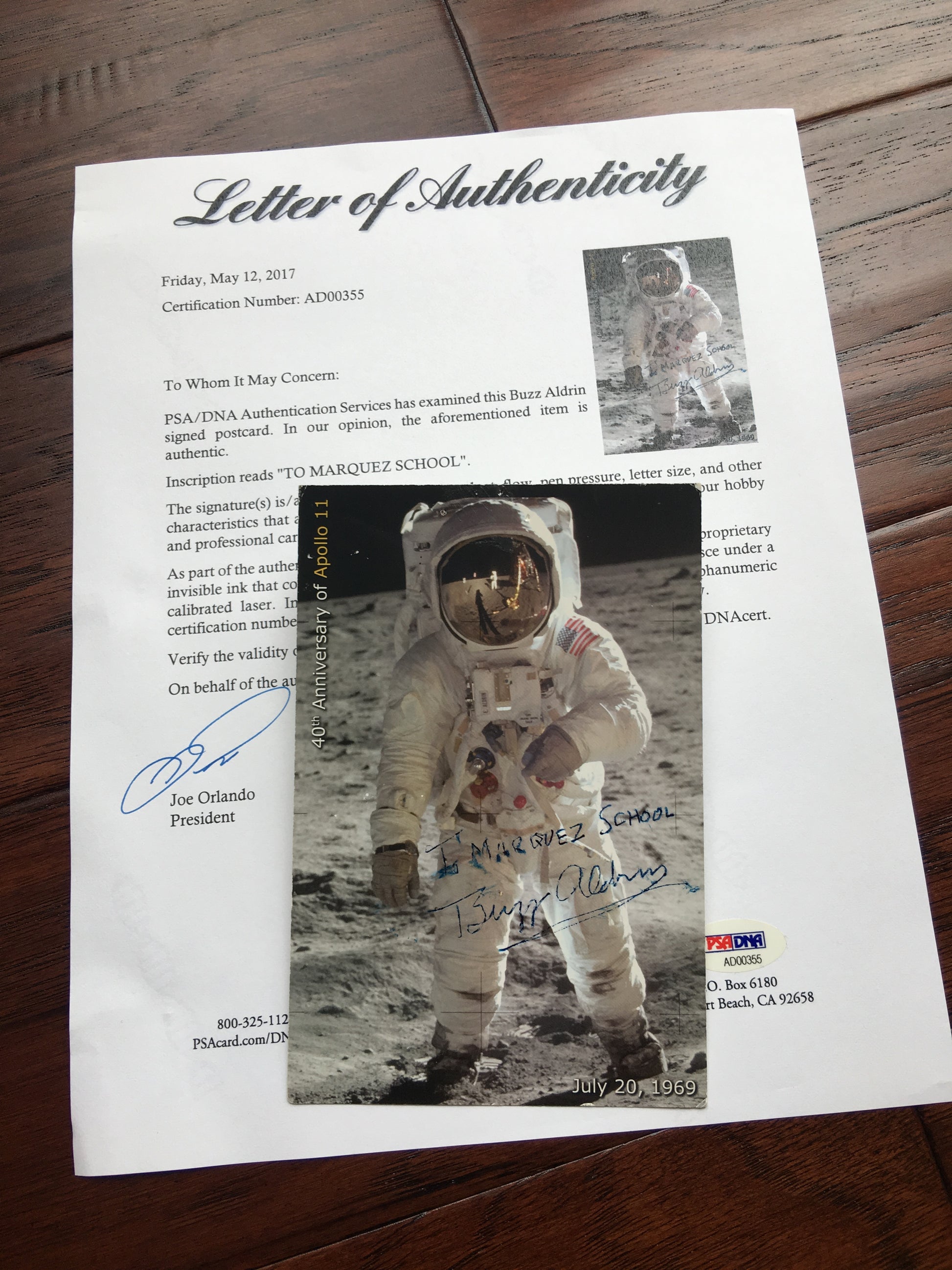BUZZ ALDRIN * PSA/DNA * Signed LUNAR Postcard * NASA * Apollo 11 autograph