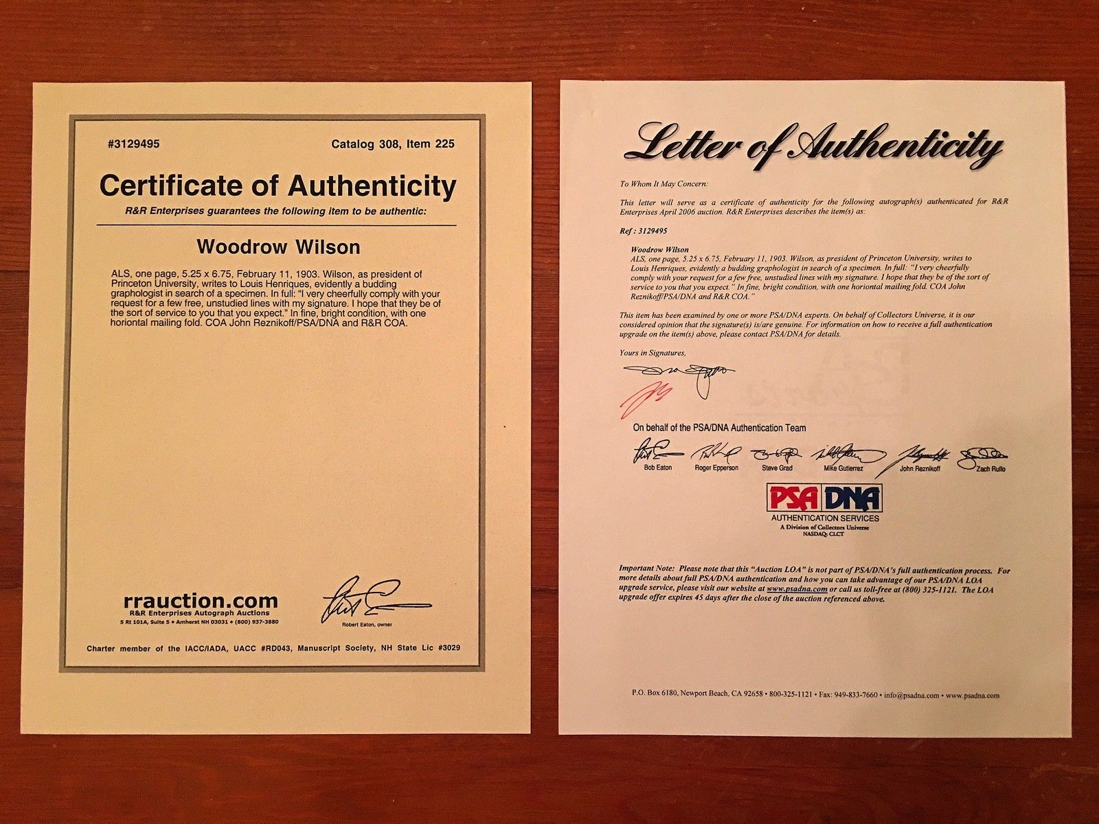 PSA/DNA COA President WOODROW WILSON Scarce Handwritten AUTOGRAPH letter SIGNED