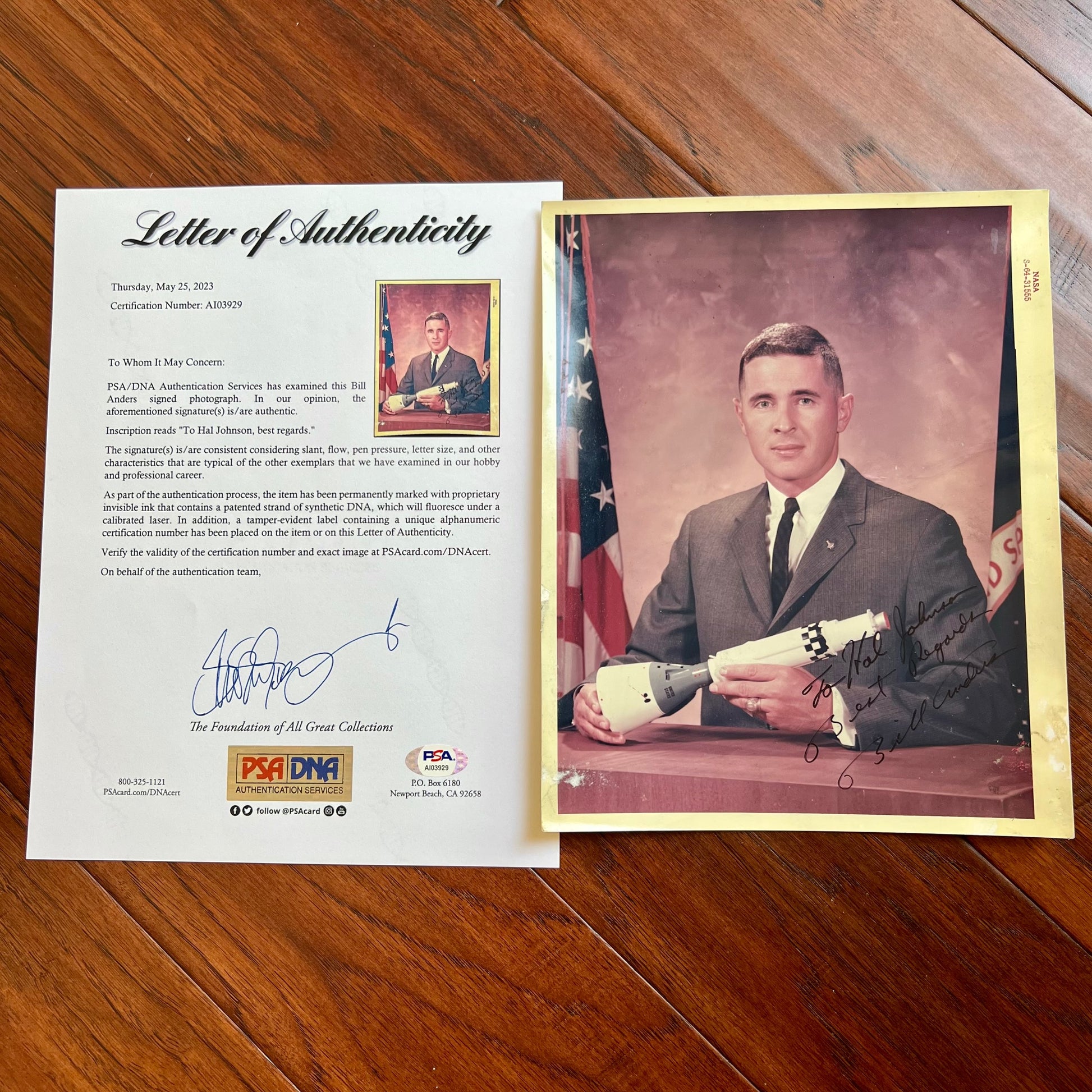 BILL ANDERS * PSA/DNA * Signed Red Number Photo Autograph * William Apollo 8