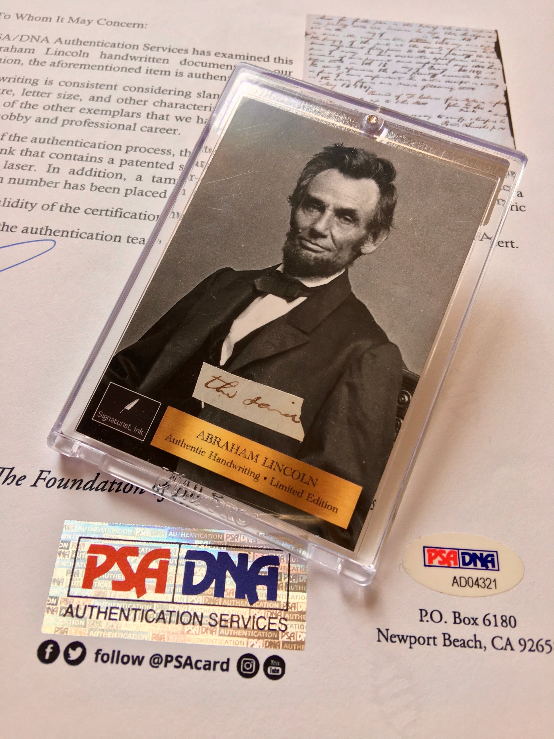 ABRAHAM LINCOLN * PSA/DNA * Handwritten Cut Words * not Autograph or Signed