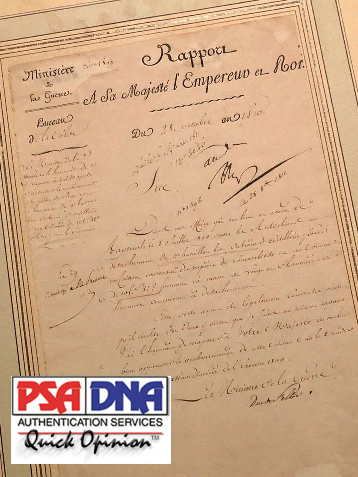 NAPOLEON BONAPARTE * PSA/DNA * AUTOGRAPH War Manuscript SIGNED * Emperor France