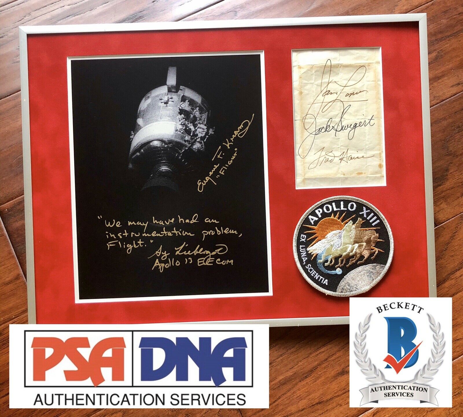APOLLO 13 * BAS PSA LOA * Crew & Control Signed Display * Jack Swigert Autograph