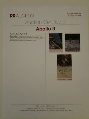 APOLLO 9 Crew autograph SIGNED DAVE SCOTT Schweikart JAMES MCDIVITT RR COA