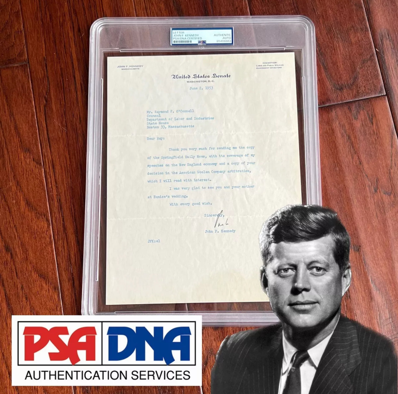 JOHN F. KENNEDY * PSA * Autograph Letter Signed 1953 Signature Jack JFK