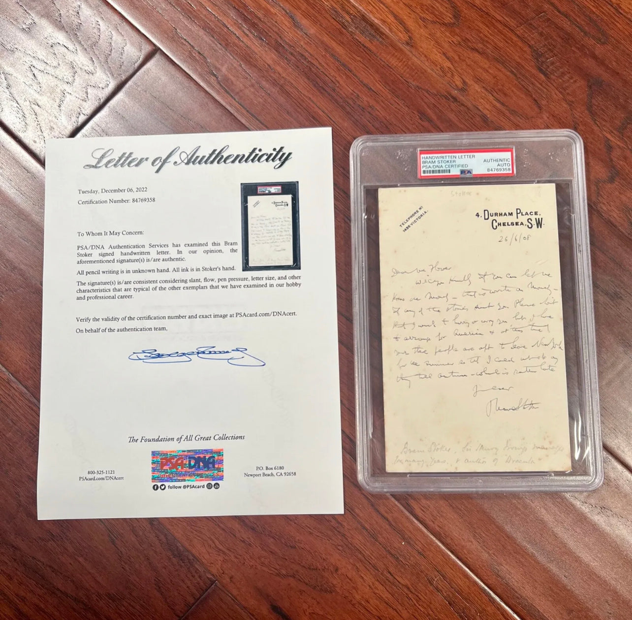 BRAM STOKER * PSA/DNA * "Dracula" Author Autograph Letter SIGNED to Publisher