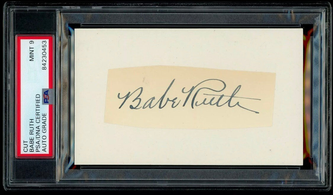 BABE RUTH * PSA/DNA * Mint 9 Graded Autograph Encapsulated Signed Slabbed Yankee