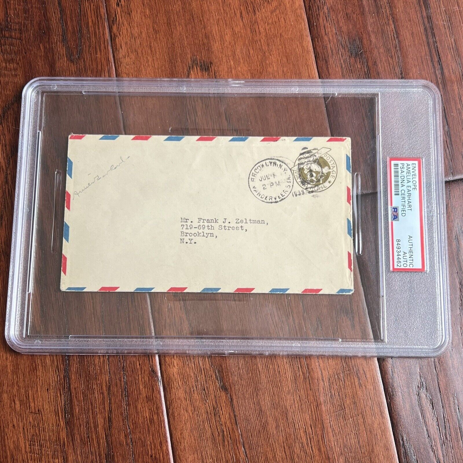 AMELIA EARHART * PSA/DNA * Encapsulated Autograph 1933 Air Race Cover Signed
