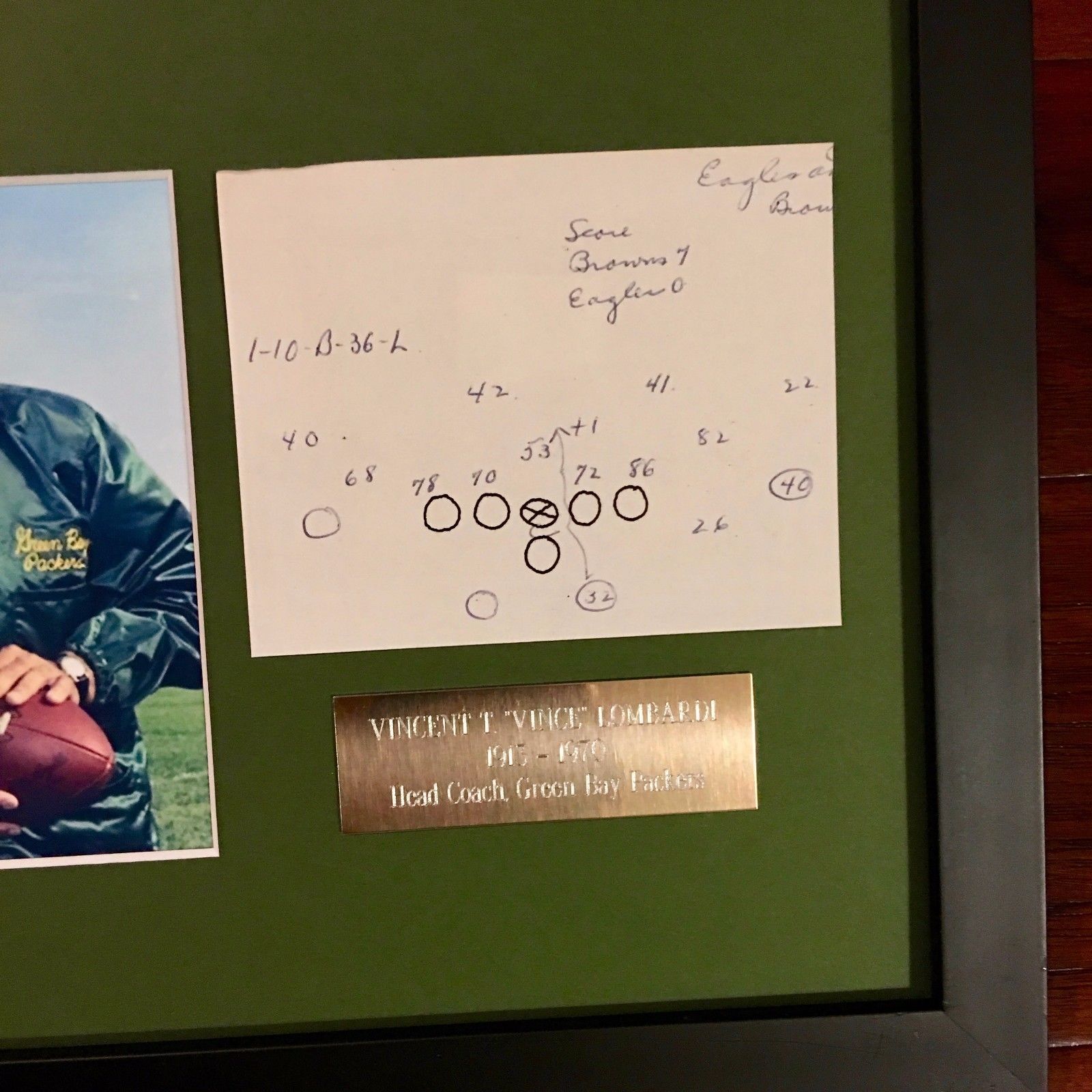 VINCE LOMBARDI JSA COA Scarce Handwritten Play * Packers