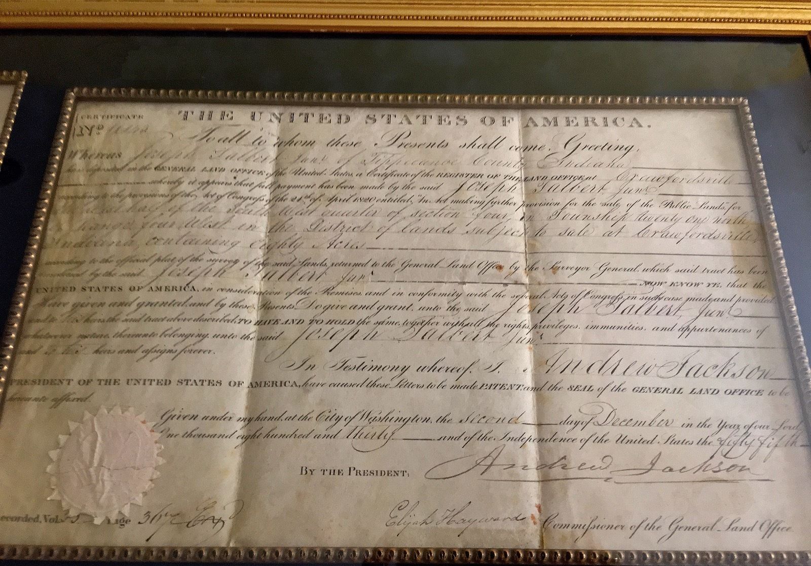 ANDREW JACKSON * AUTOGRAPH 1831 Land Grant SIGNED * As PRESIDENT *