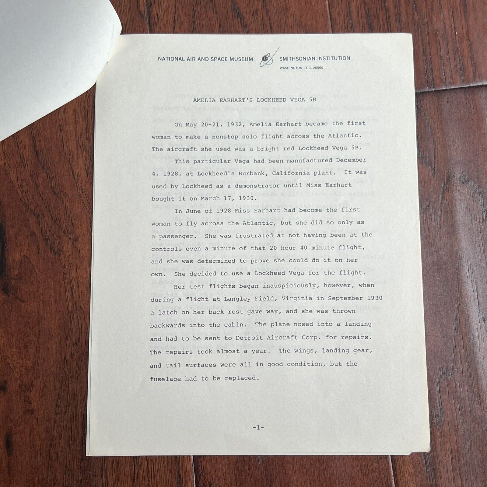 AMELIA EARHART * Original Flown Vega 5B Fabric * From Smithsonian Institute