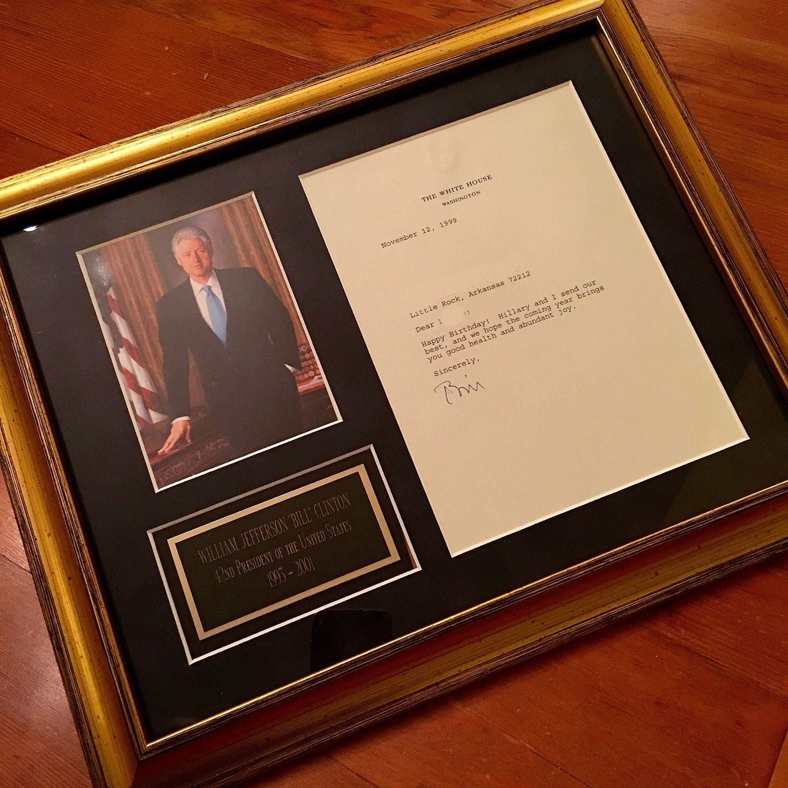 BILL CLINTON as PRESIDENT authentic WHITE HOUSE AUTOGRAPH letter SIGNED