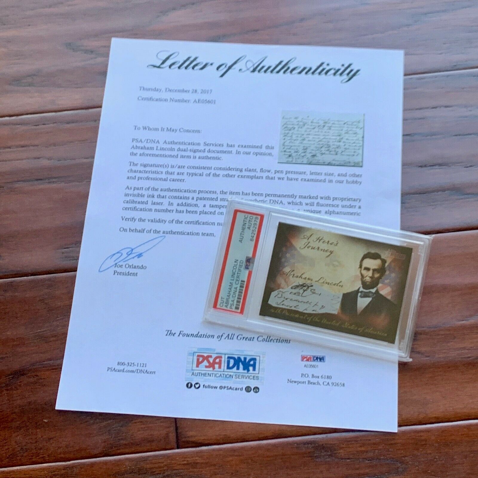ABRAHAM LINCOLN * PSA/DNA Slabbed * Early Autograph Cut Signature * Signed