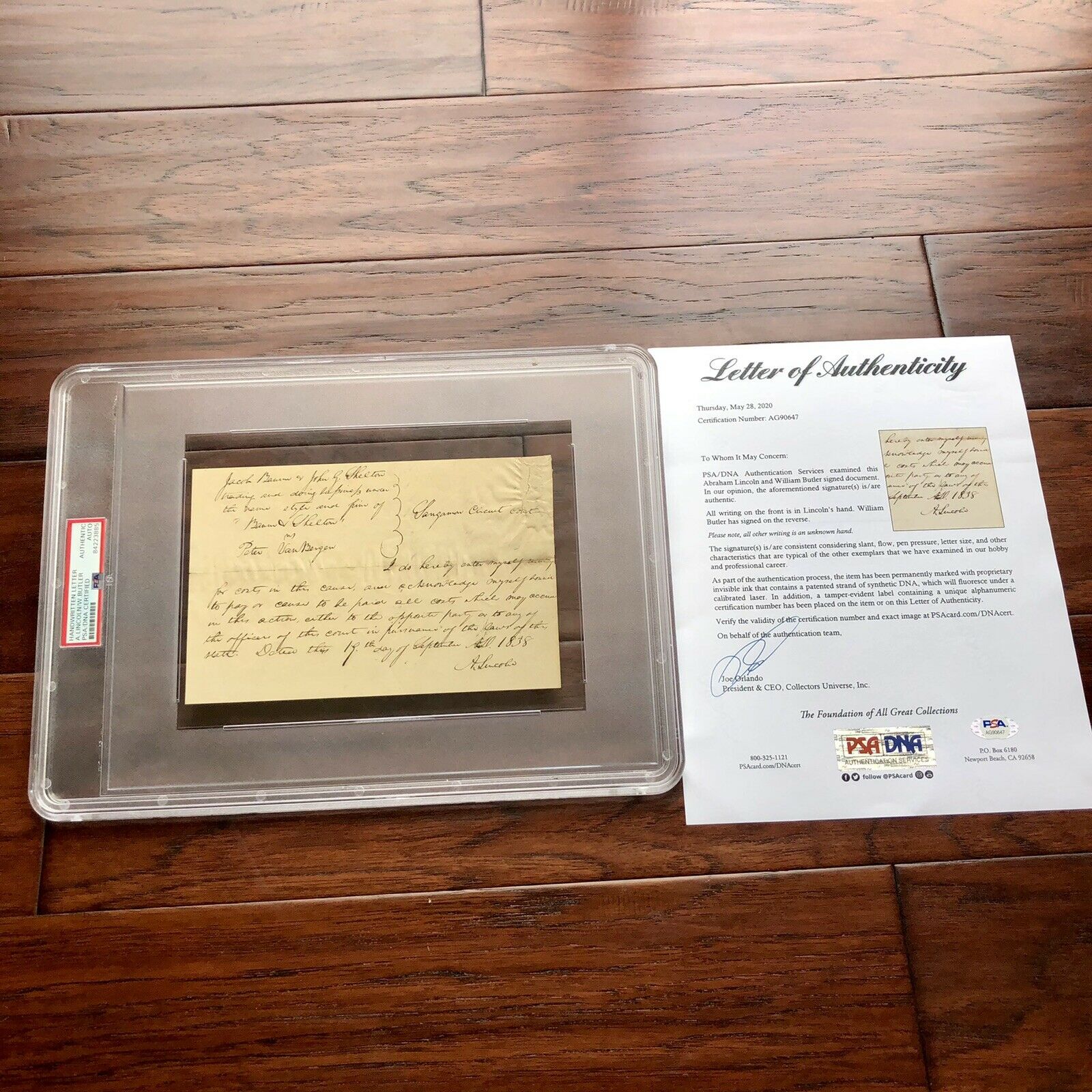 ABRAHAM LINCOLN * PSA/DNA Slabbed * Early Handwritten Autograph Letter Signed *