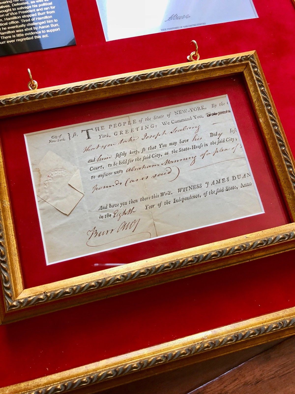 ALEXANDER HAMILTON * AARON BURR * Signed Handwritten Autograph Display * PSA/DNA