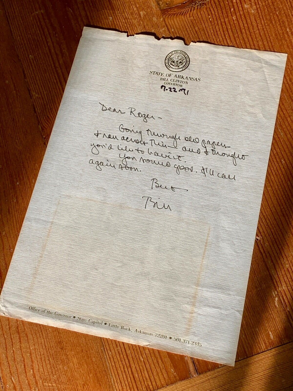 BILL CLINTON * JSA * AUTOGRAPH Letter SIGNED to Bro ROGER + rare PERSONAL photo!