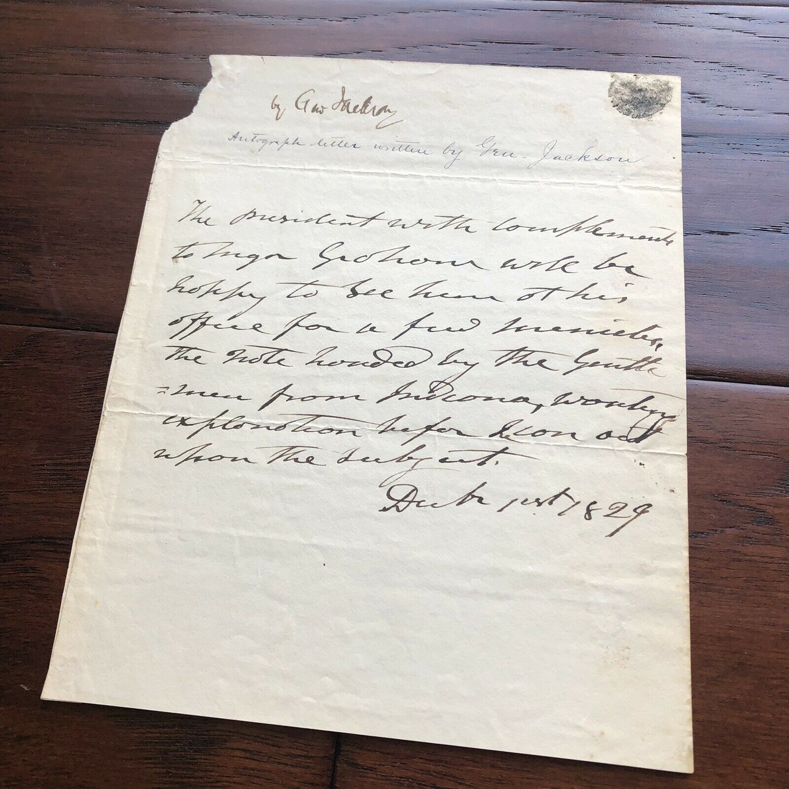 ANDREW JACKSON * Autograph Note Signed to War Hero Joseph Graham * President