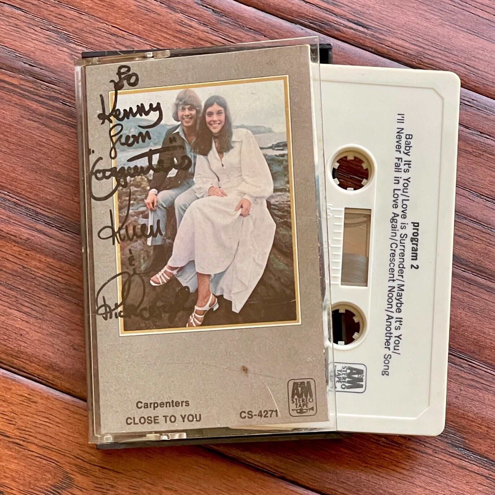 CARPENTERS * JSA * Karen & Richard Autograph CLOSE TO YOU Cassette Tape SIGNED