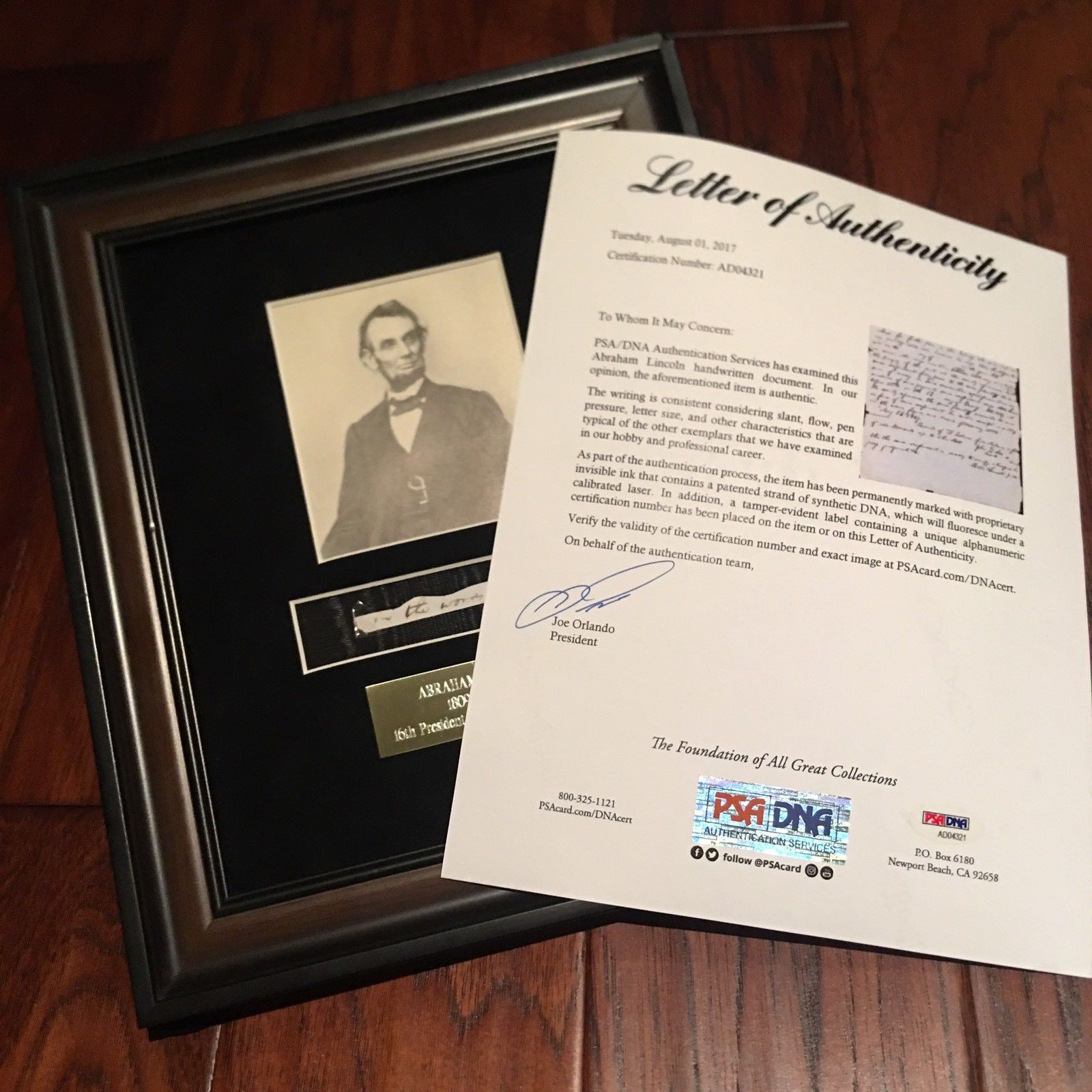 ABRAHAM LINCOLN * PSA/DNA * 5 Handwritten Cut Words * not Autograph or Signed