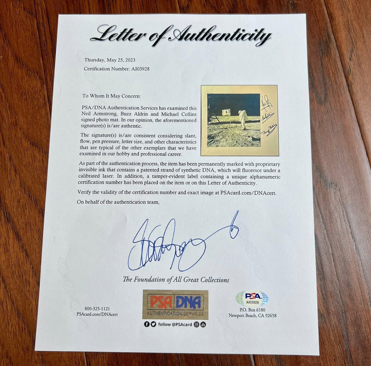 APOLLO 11 * PSA * 1969 Crew Signed Autograph Photo * Neil Armstrong Buzz Aldrin